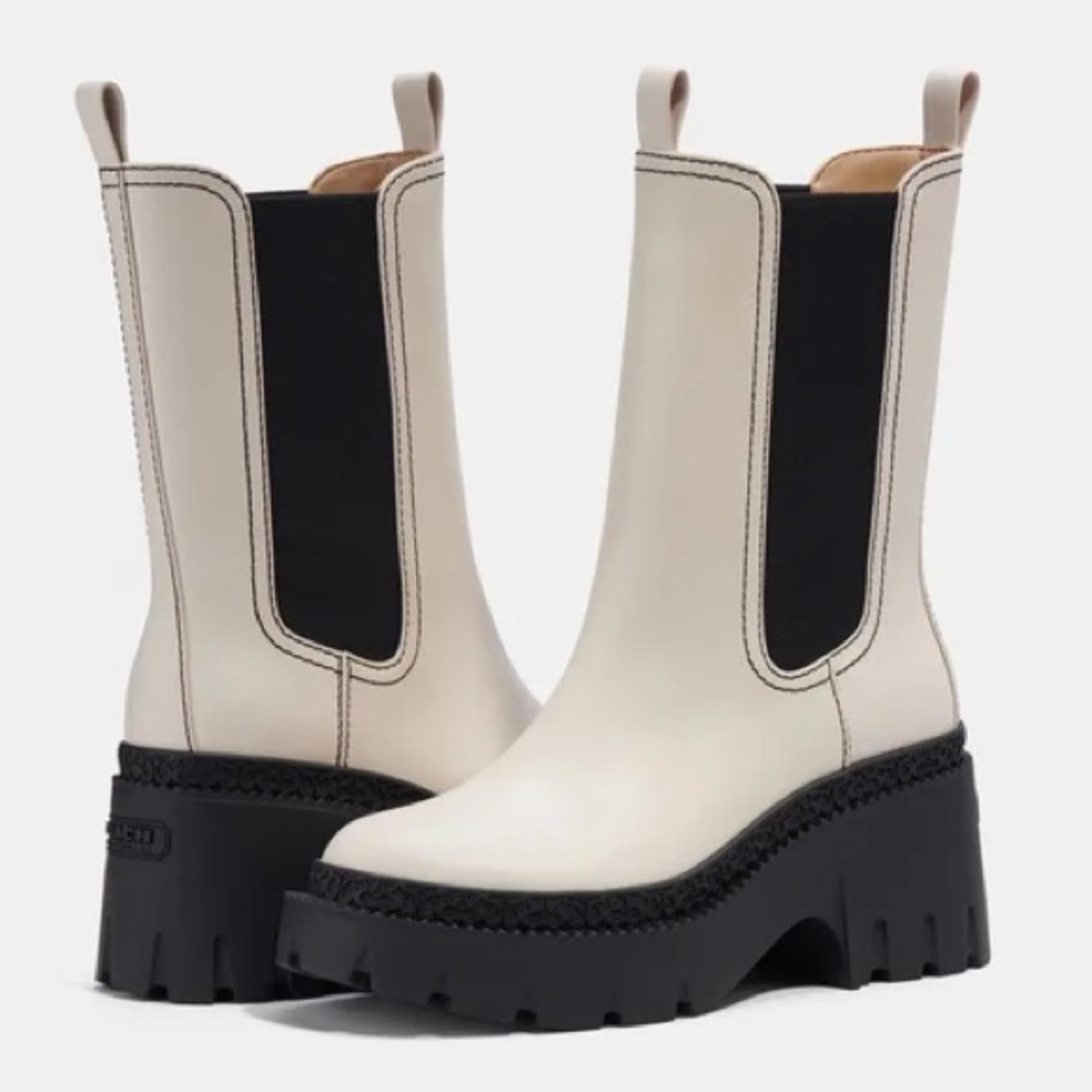 Coach Cream and Black Ankle Booties